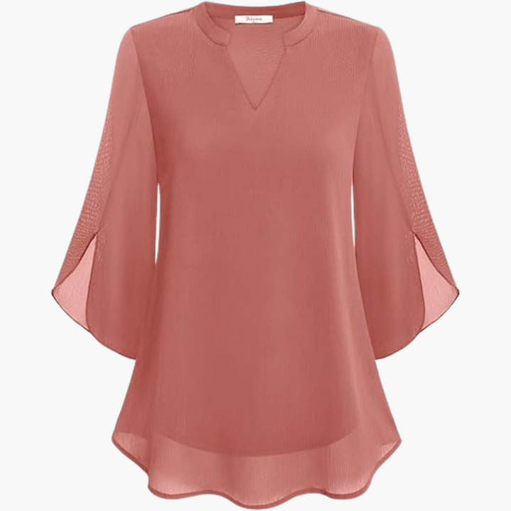 Women’s Blouse with V-Neck and Flowy Sleeves