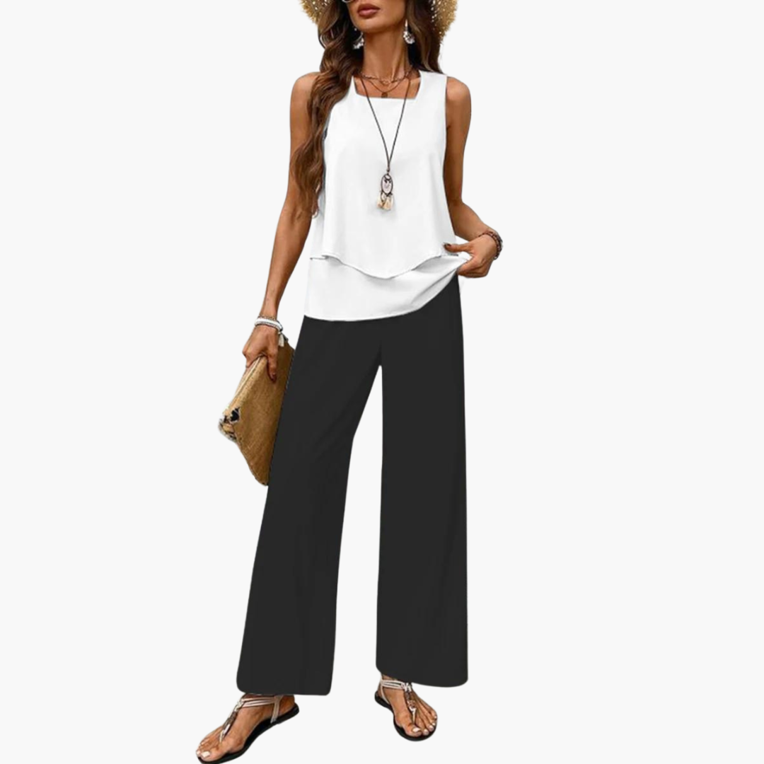 Women’s two-piece set with square neckline and Pants