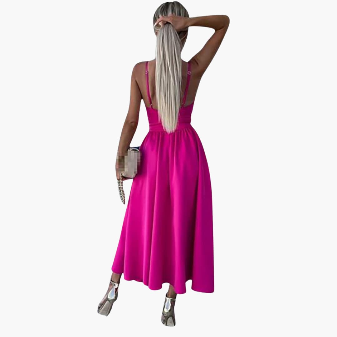 Women’s Midi Dress with Twist Front and Front Slit