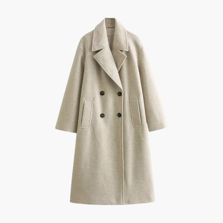 Women’s Longline Coat with Oversized Fit and Welt Pockets