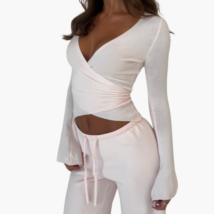 Women’s two-piece set with wrap top and Pants