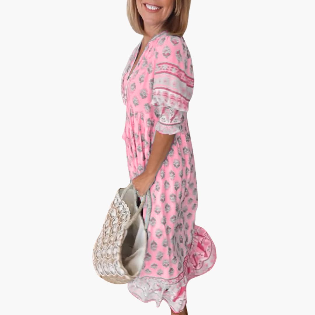 Women’s summer dress with V-neckline and half sleeves