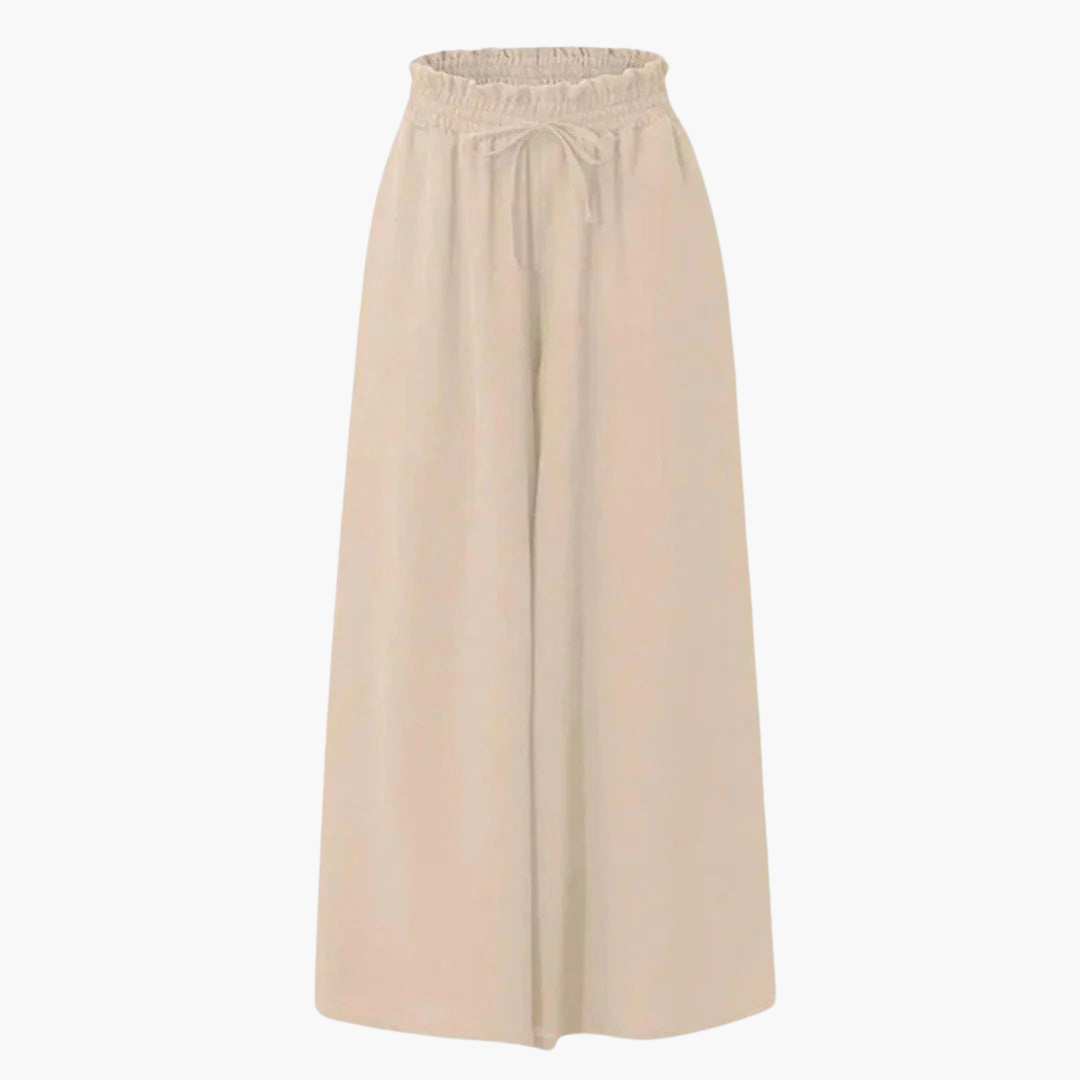 Women’s Wide-Leg Pants with High Waist and Elastic Waistband