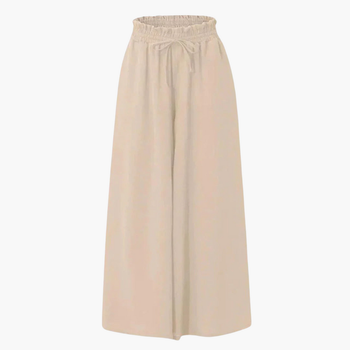 Women’s Wide-Leg Pants with High Waist and Elastic Waistband