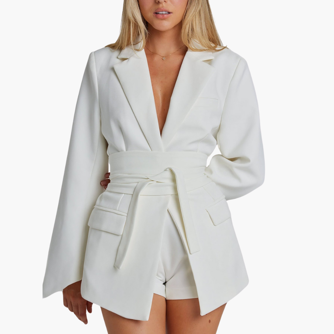 Blazer with Belt for Women - Stylish Tailored Design -  Made By Riley