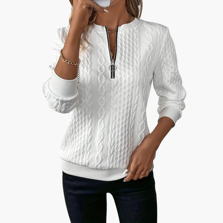 Cable Knit Zip Sweater – Women&