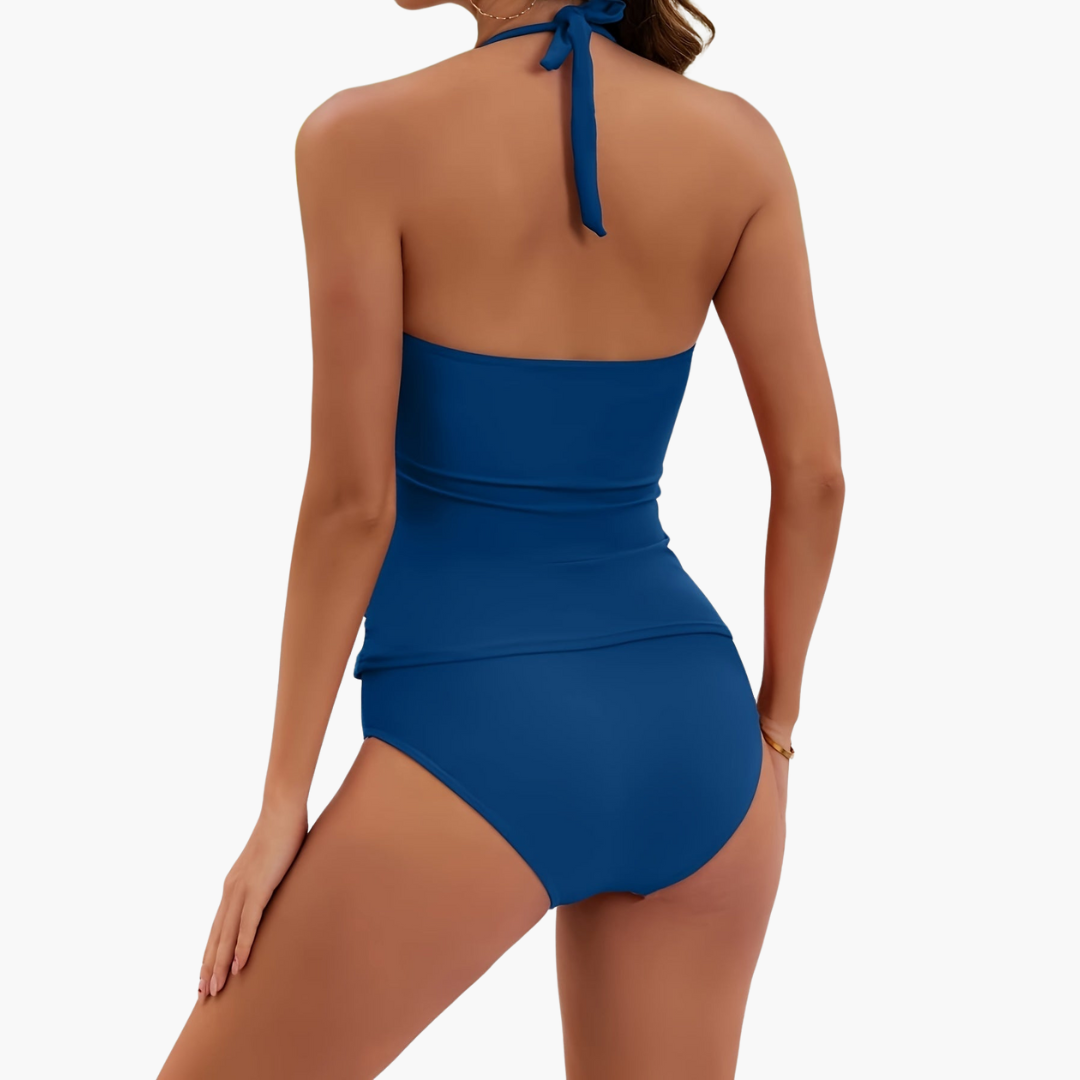 Women’s Tankini Set with Halterneck and Side Ruching