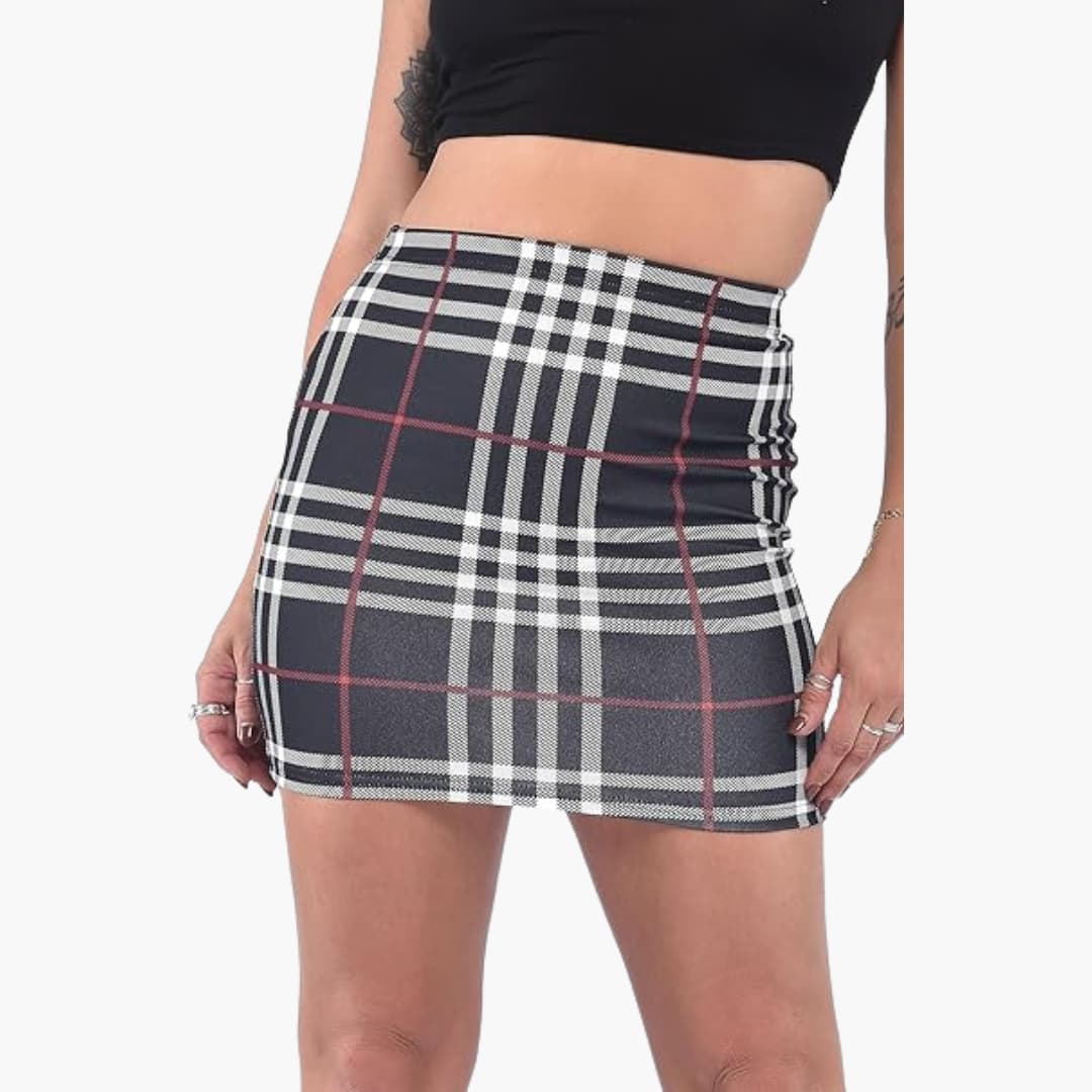 Women’s High-Waist Bodycon Mini Skirt with Crepe Texture and Stretch Fabric