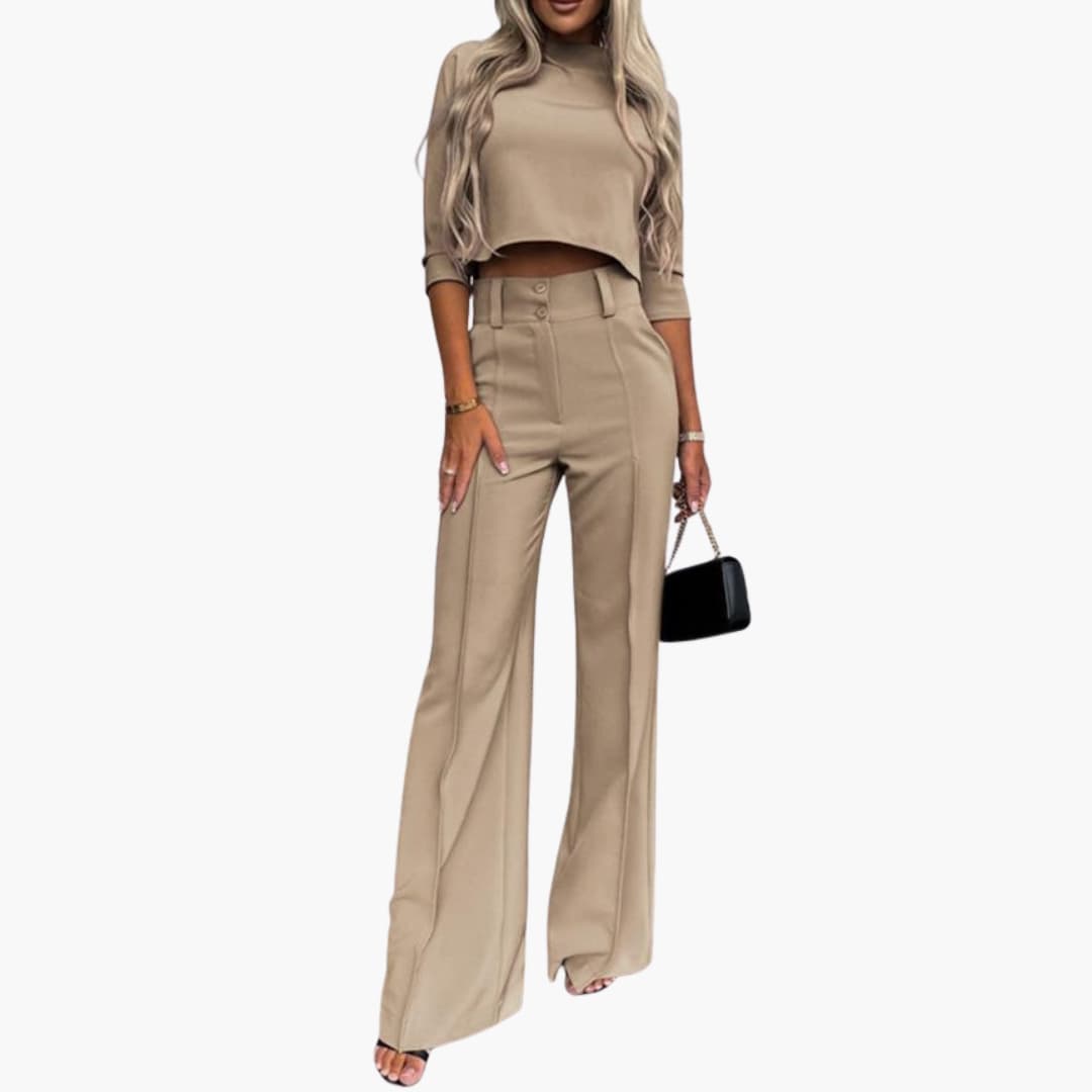 Women’s Two-Piece Set with Cropped Top and Pants