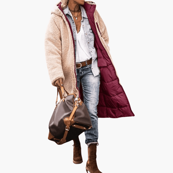 Women’s Winter Coat with Reversible Design and Padded Inner Layer