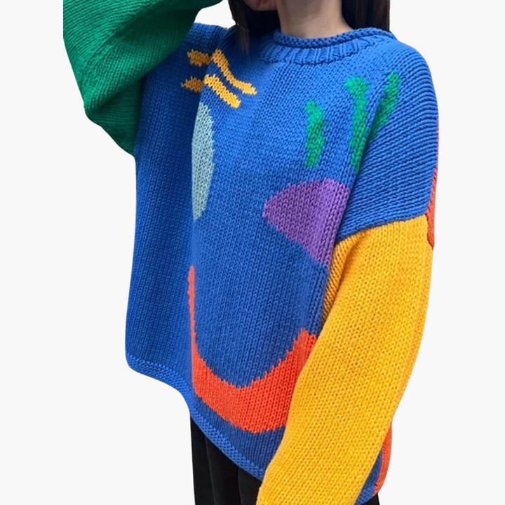 Women’s Sweater with Crew Neck and Cable Knit