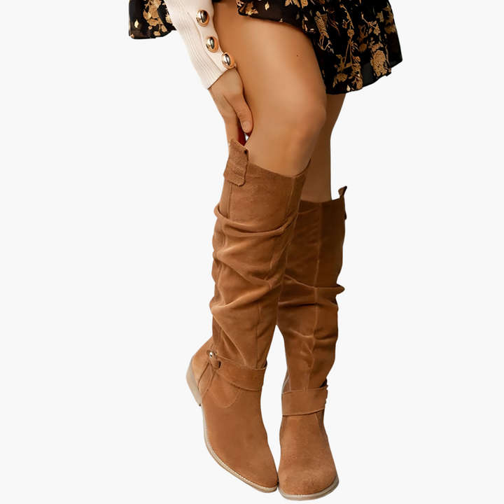 Women’s Knee-High Boots with Side Zip and Block Heel
