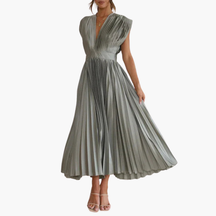 Women’s Midi Dress with Puff Sleeves and Floral Print