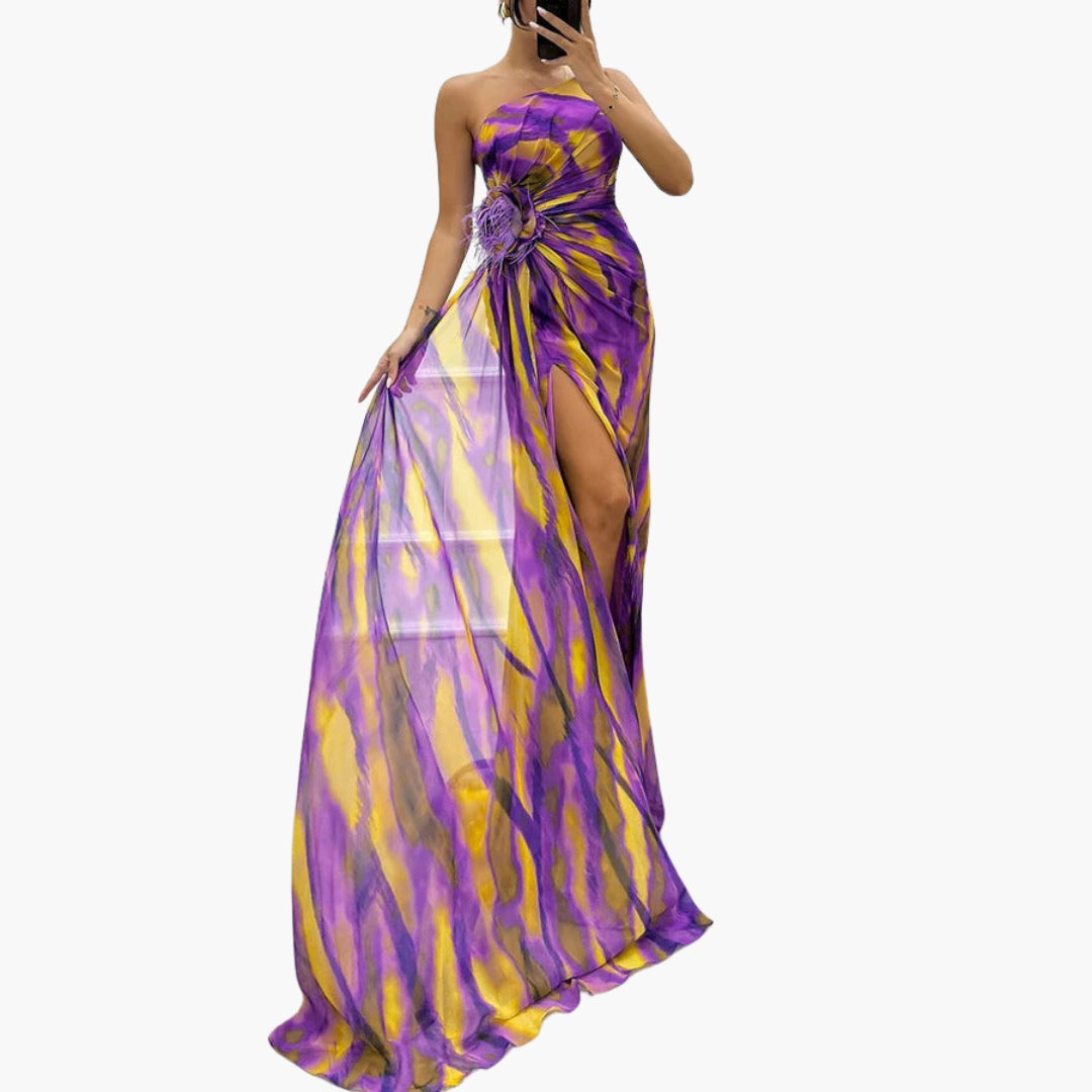 Women’s Maxi Dress with One-Shoulder and Flowing Silhouette