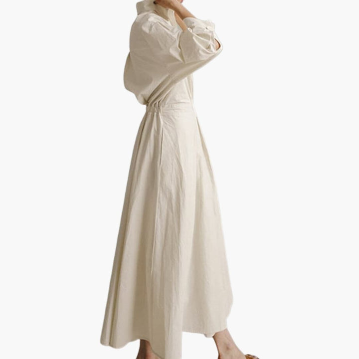 Women’s A-Line Dress with Polo Collar and A-Line Swing