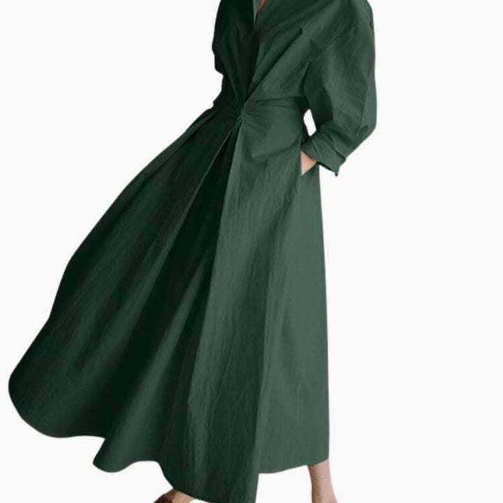 Women’s A-Line Dress with Polo Collar and A-Line Swing