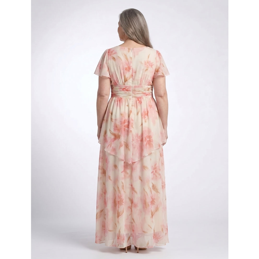 Elara | V Neck Short Sleeve Floral Maxi Dress