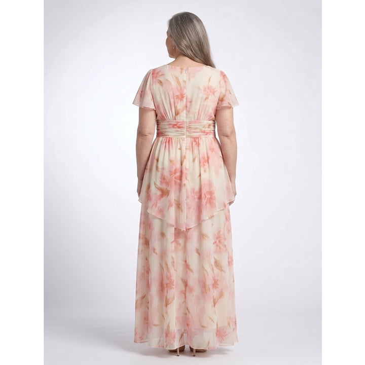 Elara | V Neck Short Sleeve Floral Maxi Dress