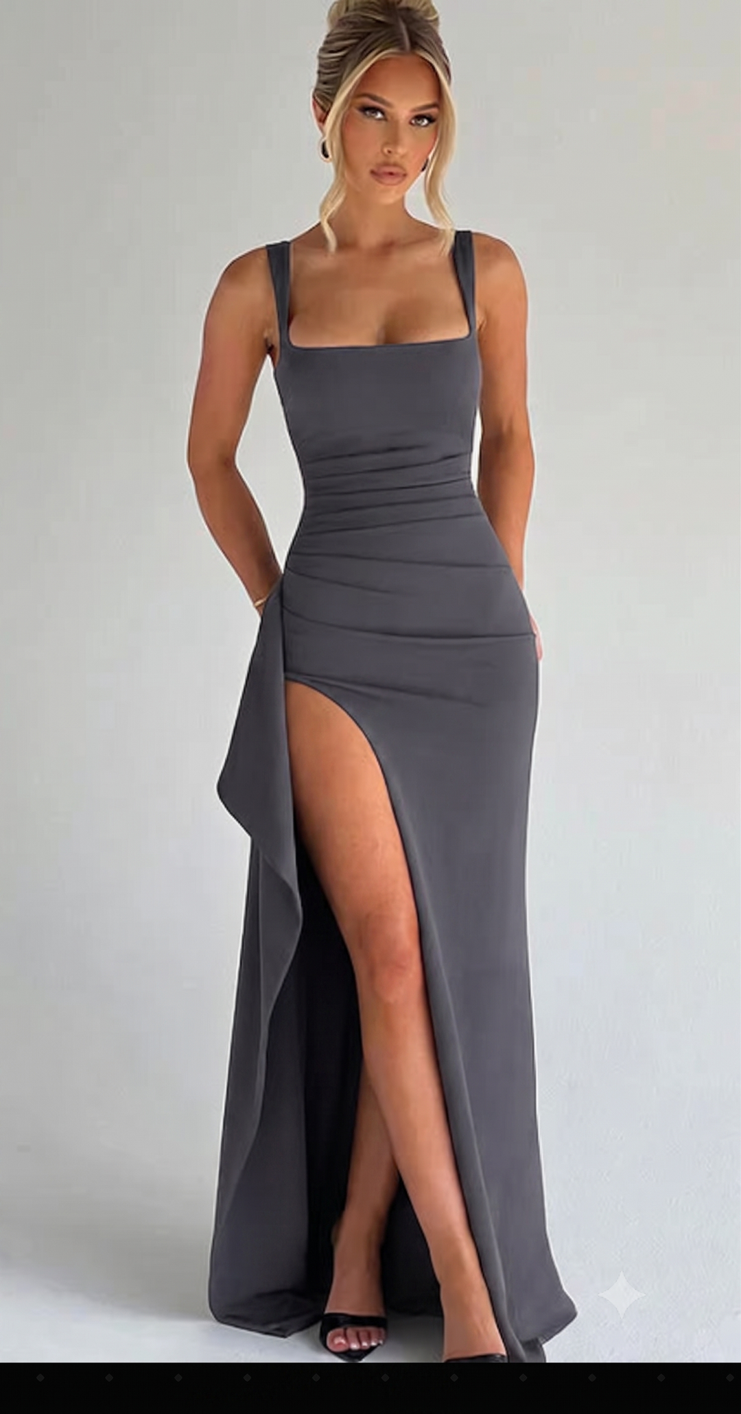 Serena | Square Neck High Slit Maxi Dress