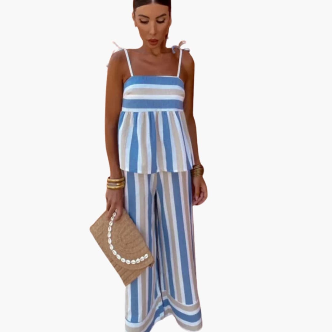 Women’s Top Set with Tie Straps and Striped Design