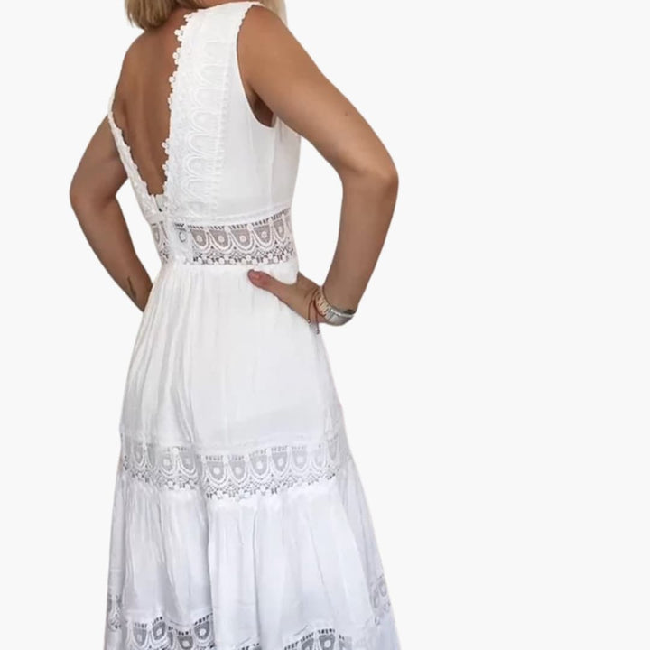 Women’s Robe Dress with V Neck and Layered Skirt