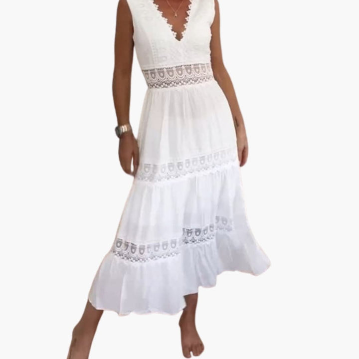 Women’s Robe Dress with V Neck and Layered Skirt