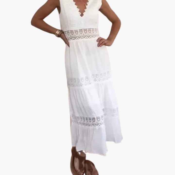 Women’s Robe Dress with V Neck and Layered Skirt