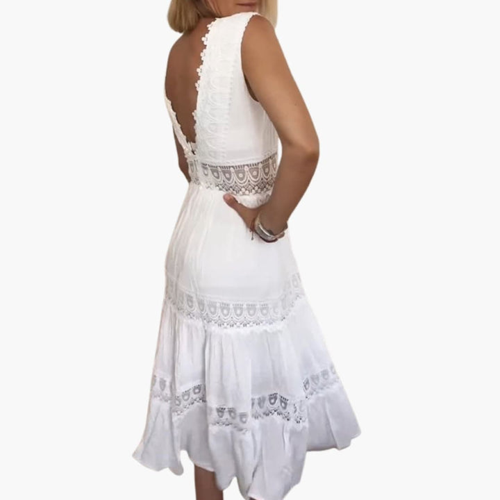 Women’s Robe Dress with V Neck and Layered Skirt