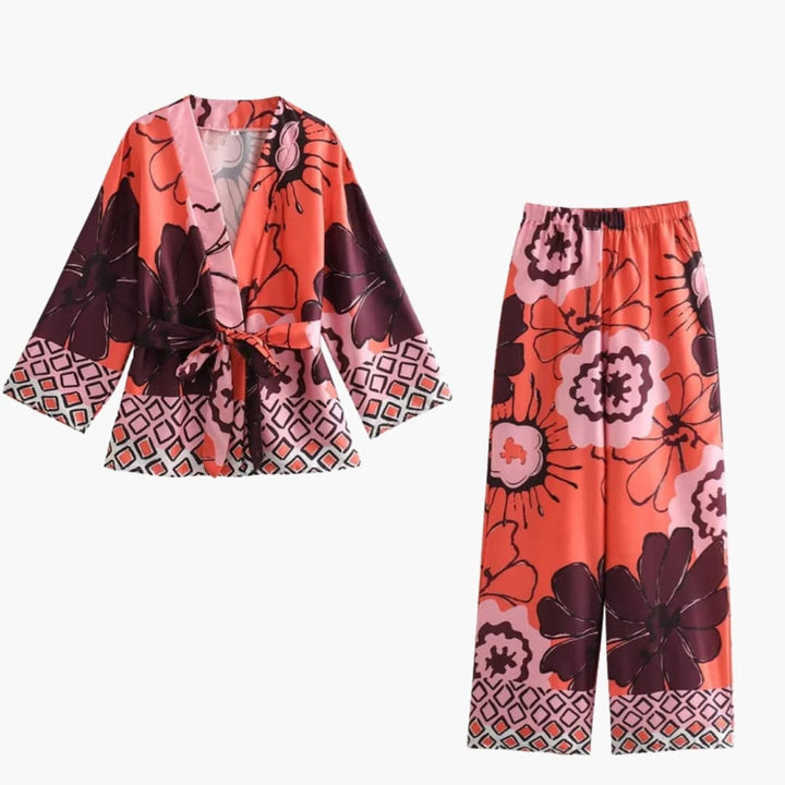 Women’s Two-Piece Set with Elasticated Waistband and Straight-Leg Pants