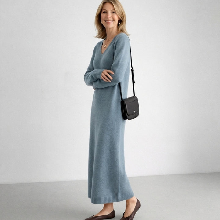 Lena | Relaxed Turtleneck Knit Maxi Dress