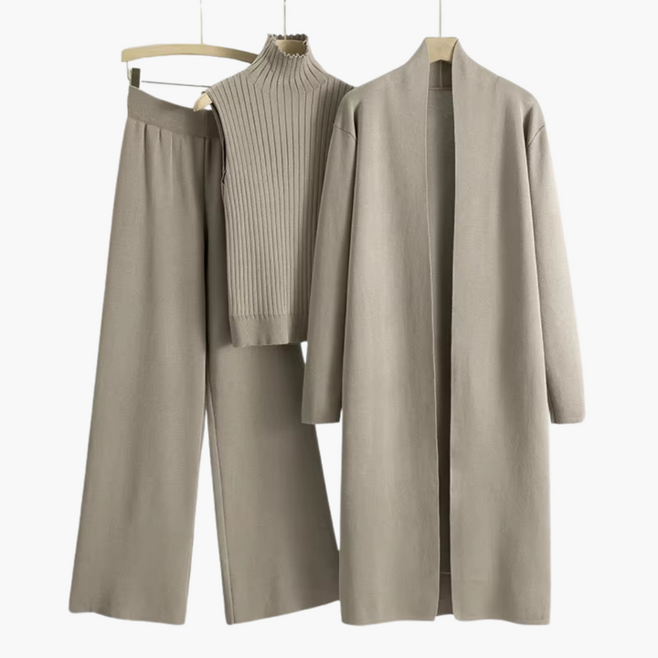 Women’s Knit Three-Piece Set with Cardigan