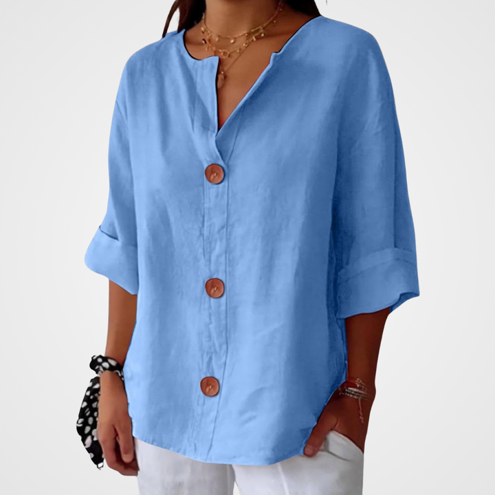Cotton Linen Top Women – Relaxed Fit Summer Blouse