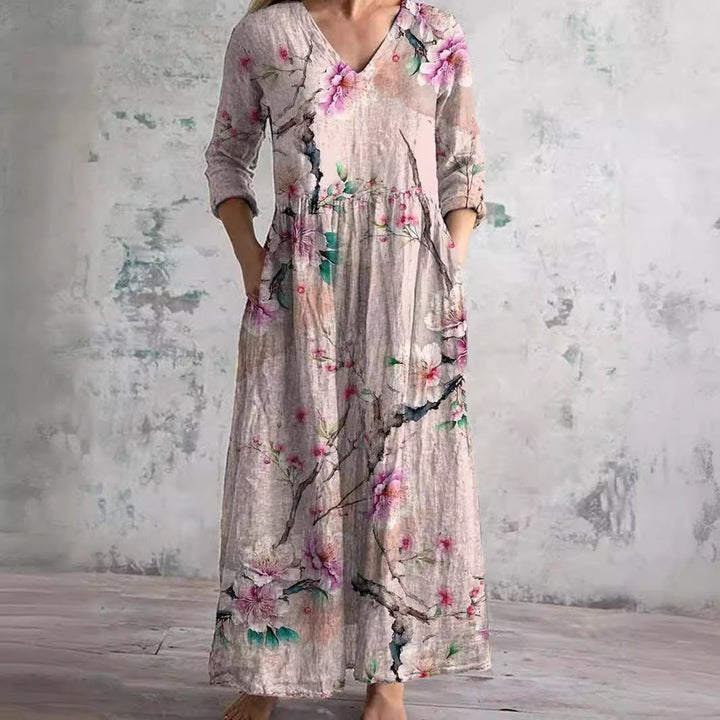 Holiday Floral Dress Women – V-Neck Summer Dress