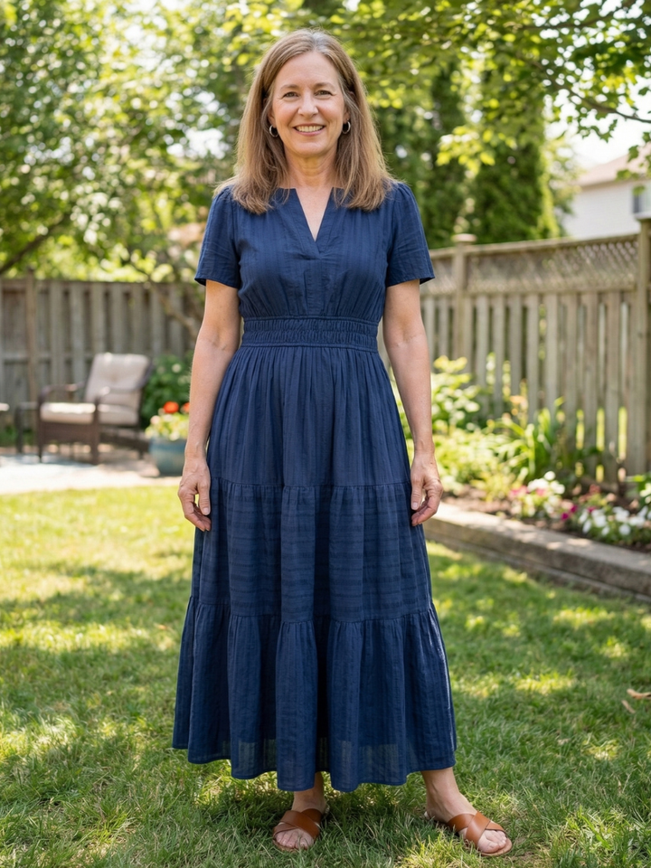 Odelia | Short Sleeve Tiered Maxi Dress