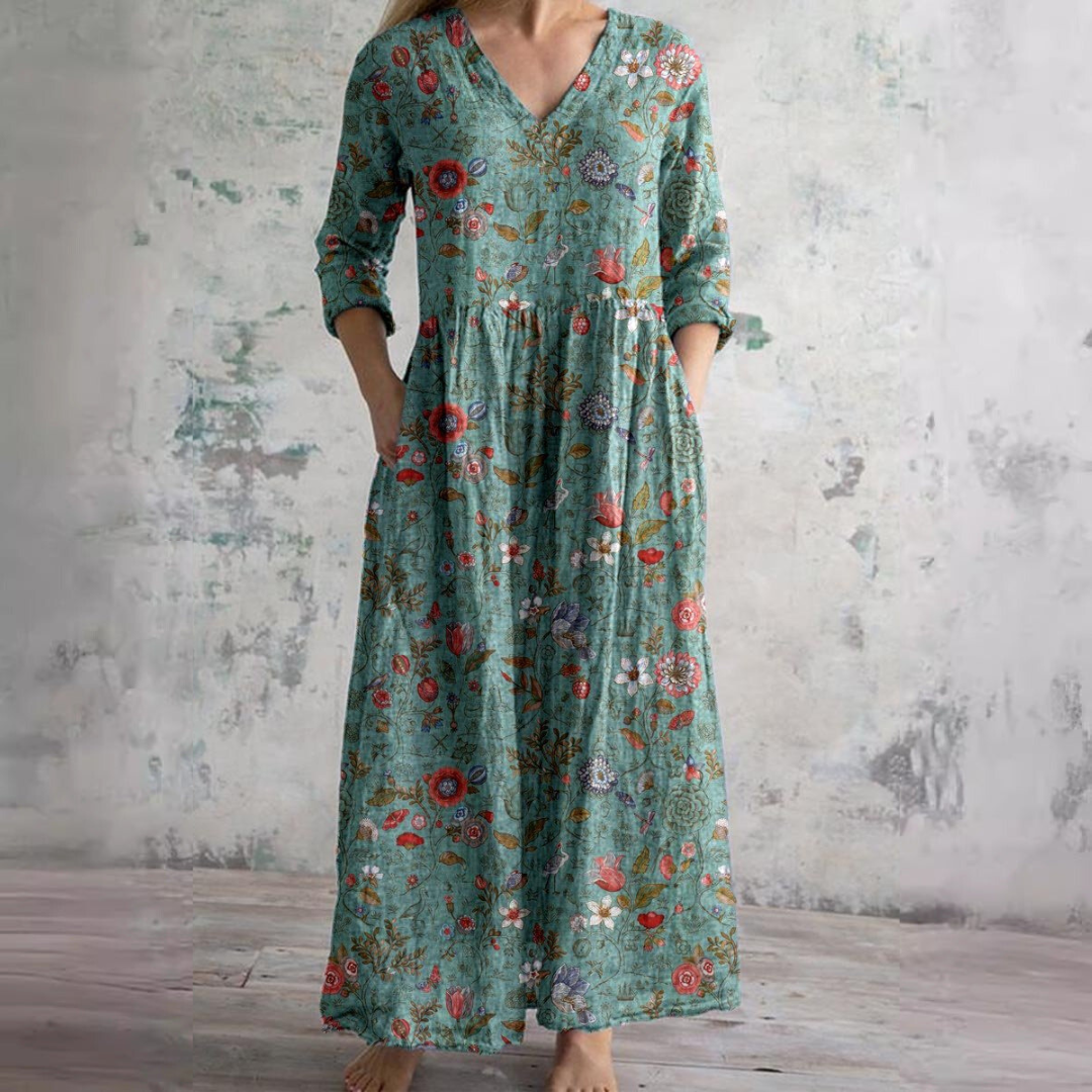 Holiday Floral Dress Women – V-Neck Summer Dress