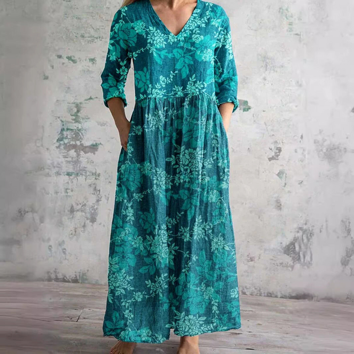 Holiday Floral Dress Women – V-Neck Summer Dress