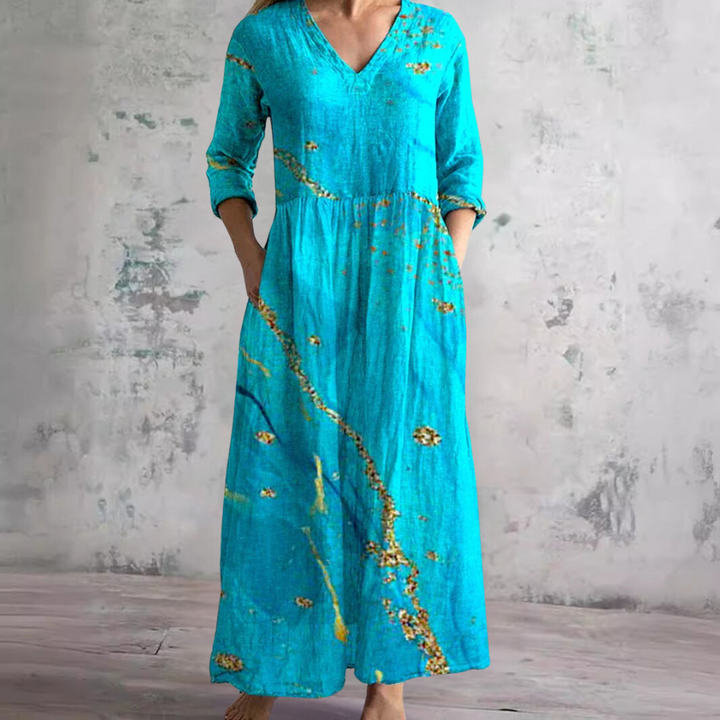 Holiday Floral Dress Women – V-Neck Summer Dress