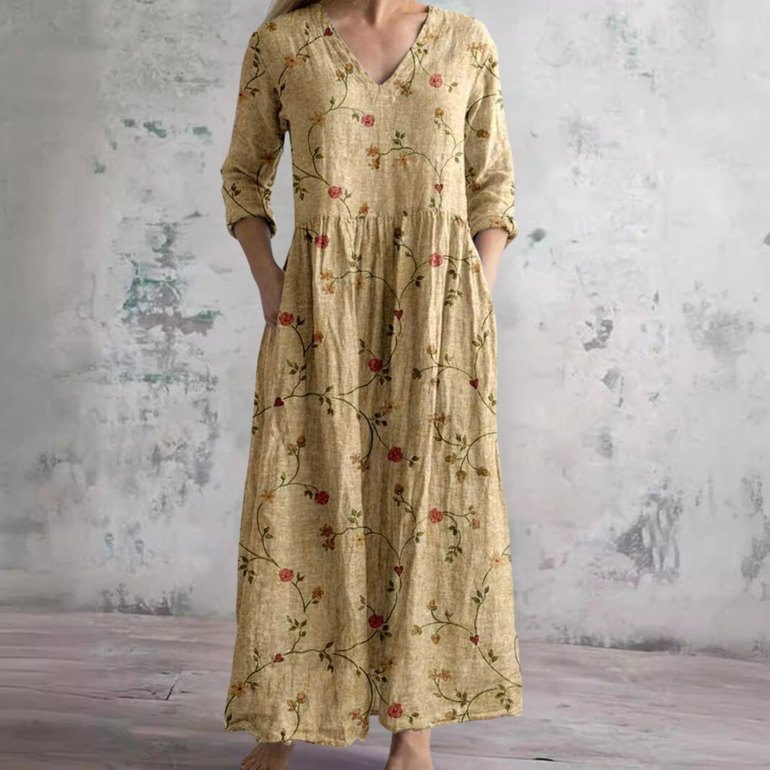 Holiday Floral Dress Women – V-Neck Summer Dress