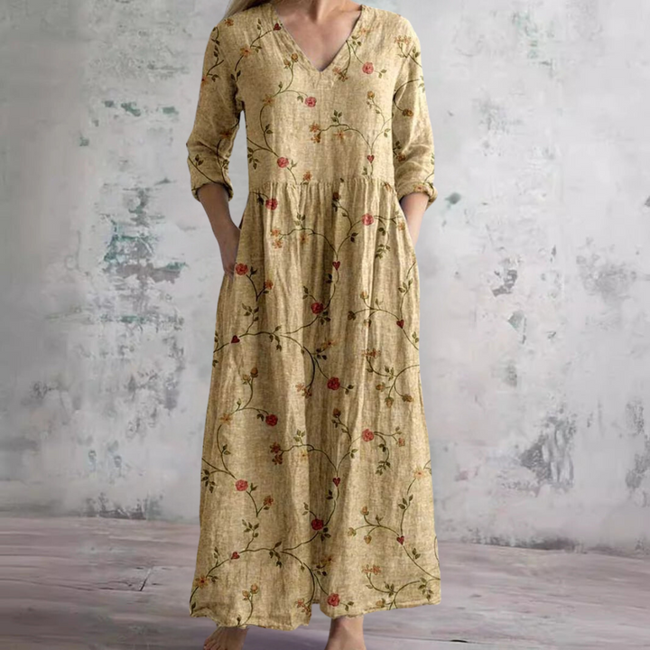 Holiday Floral Dress Women – V-Neck Summer Dress