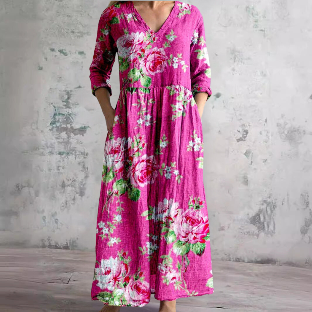 Holiday Floral Dress Women – V-Neck Summer Dress
