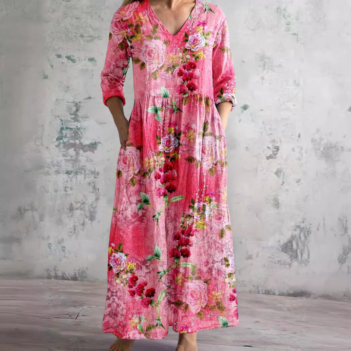 Holiday Floral Dress Women – V-Neck Summer Dress
