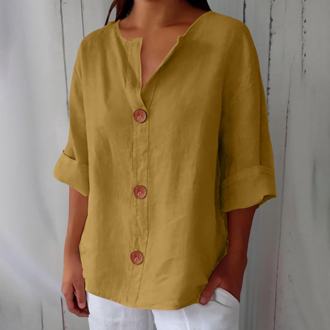 Cotton Linen Top Women – Relaxed Fit Summer Blouse
