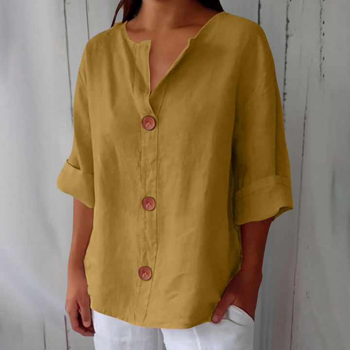 Cotton Linen Top Women – Relaxed Fit Summer Blouse