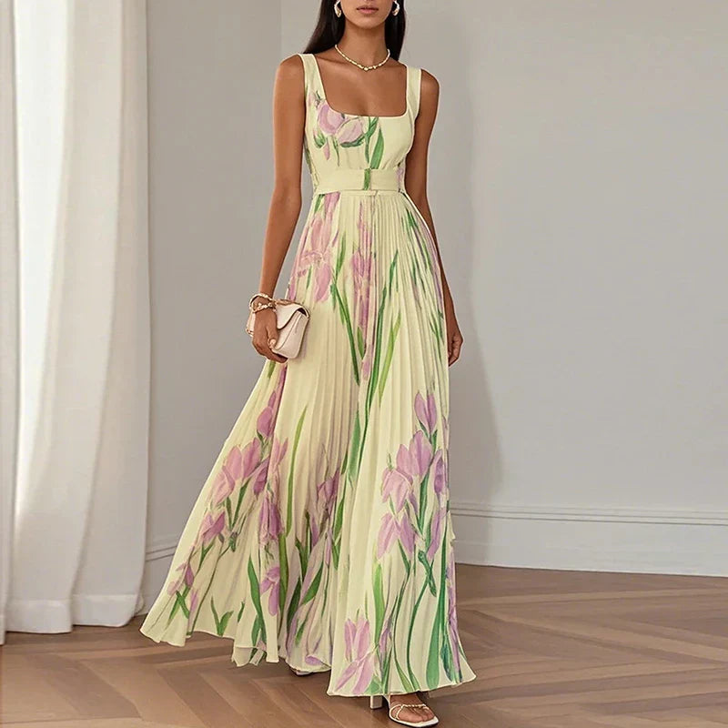 Wedding Guest A-Line Maxi Dress – Floral Print Women