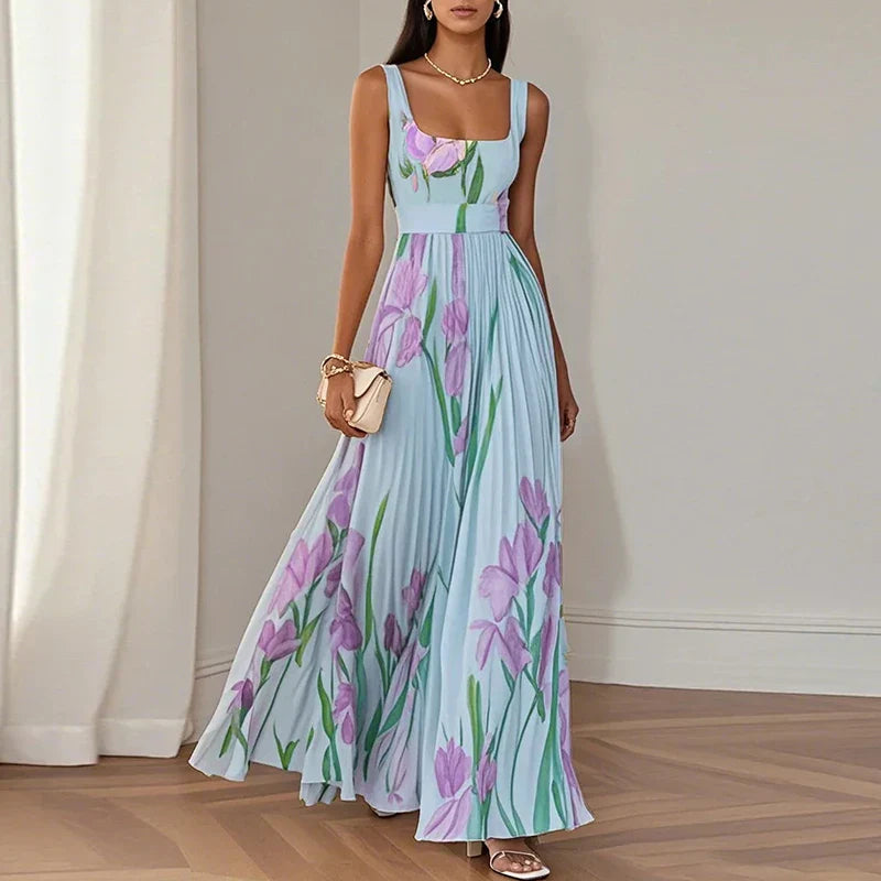 Wedding Guest A-Line Maxi Dress – Floral Print Women