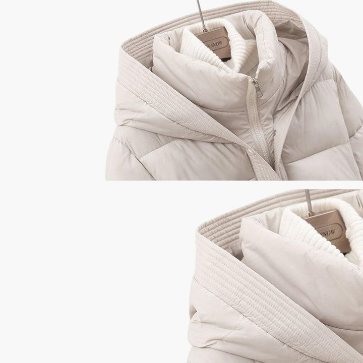 Belted Puffer Jacket with Hood – Women&