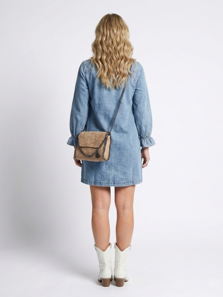 Sabine | Long Sleeve Button Front Denim Shirt Dress