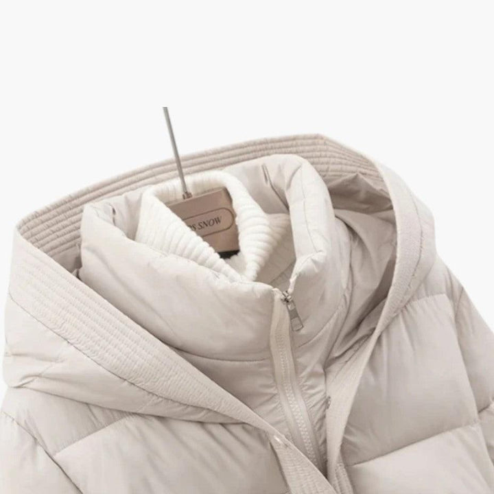 Belted Puffer Jacket with Hood – Women&