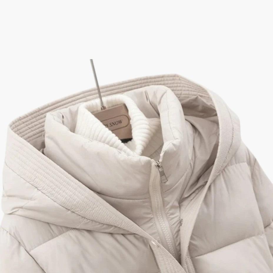 Belted Puffer Jacket with Hood – Women&