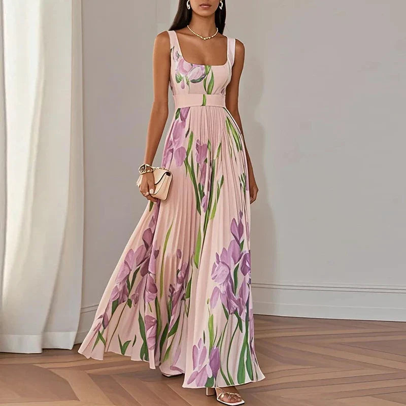 Wedding Guest A-Line Maxi Dress – Floral Print Women